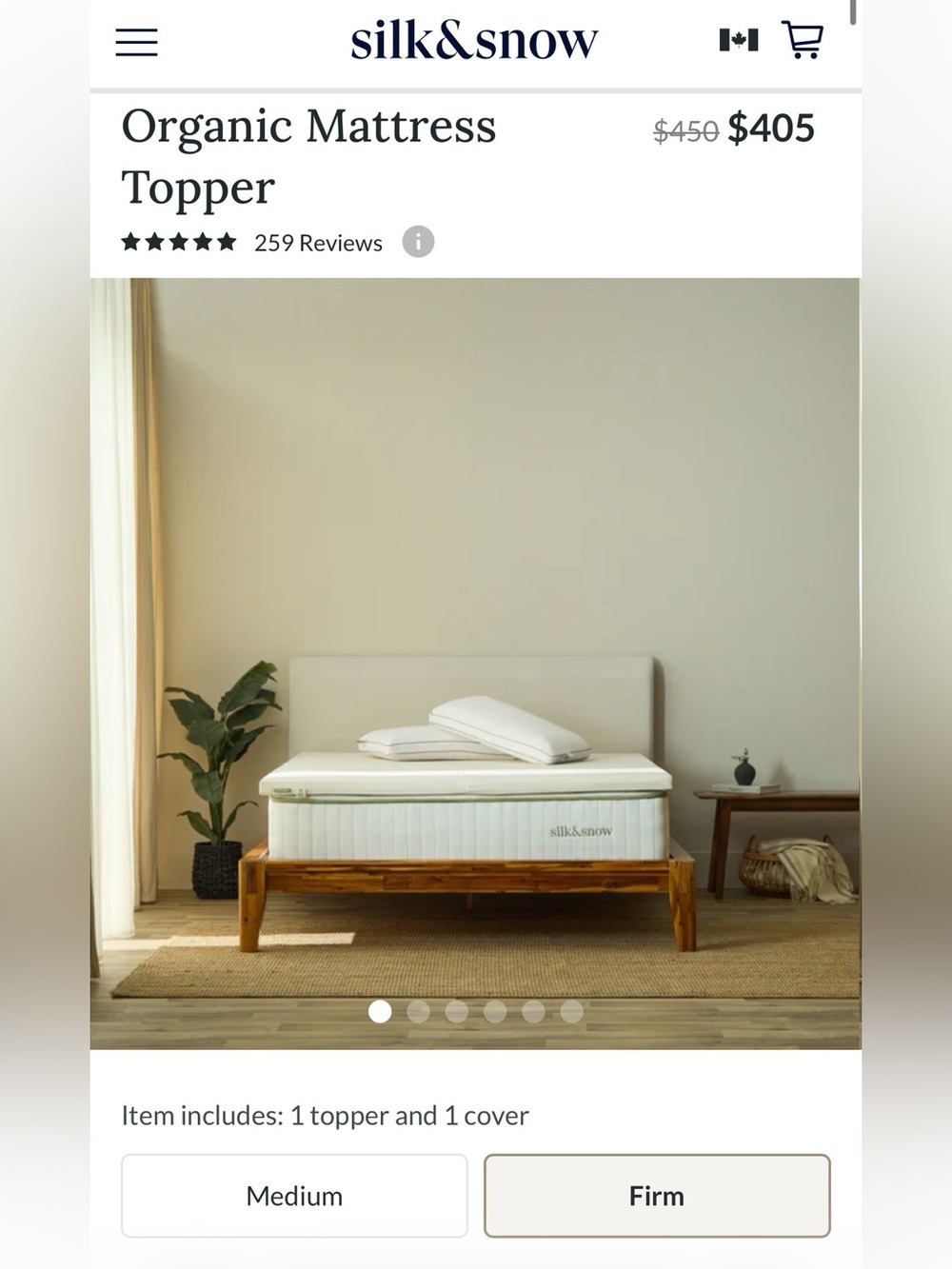 New! $457 Silk&Snow Organic Mattress Topper, Queen (Firm)